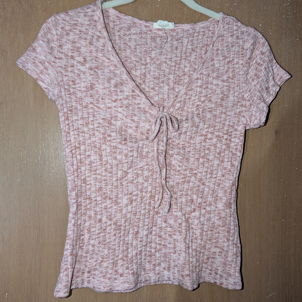 a.n.a Women's Short Sleeve Pink Knit Top
